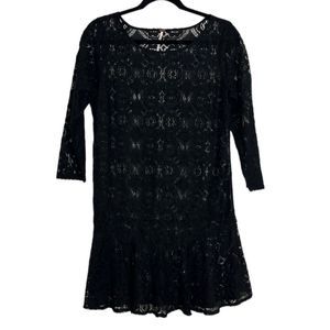 Free People Walking to the Sun Black Sheer Lace Mini Dress Size 6